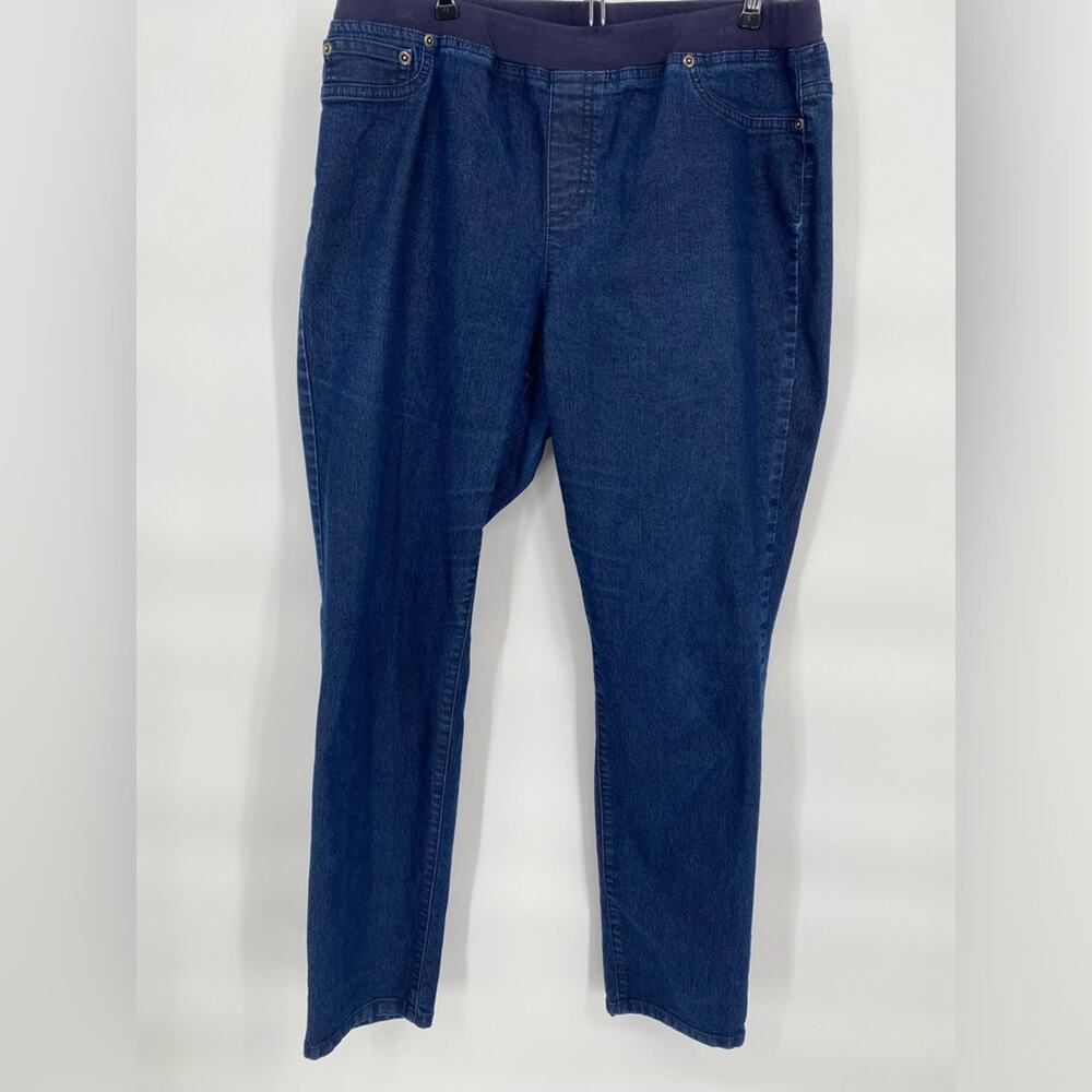 CHICO'S‎ Platinum Denim JEANS Reg Straight Stretch Elastic Waistband mid rise 14